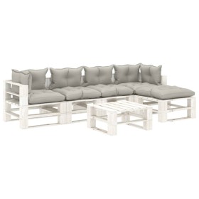 Garden pallet furniture set 6 pieces wood with taupe cushions by vidaXL, Garden sets - Ref: Foro24-3052414, Price: 562,99 €, ...