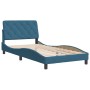 Bed frame with blue velvet headboard 100x200 cm by vidaXL, Beds and slatted bases - Ref: Foro24-3207909, Price: 150,99 €, Dis...