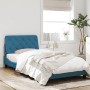 Bed frame with blue velvet headboard 100x200 cm by vidaXL, Beds and slatted bases - Ref: Foro24-3207909, Price: 150,99 €, Dis...