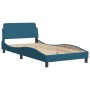 Bed frame with blue velvet headboard 100x200 cm by vidaXL, Beds and slatted bases - Ref: Foro24-3207909, Price: 150,99 €, Dis...