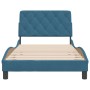 Bed frame with blue velvet headboard 100x200 cm by vidaXL, Beds and slatted bases - Ref: Foro24-3207909, Price: 150,99 €, Dis...