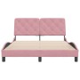 Pink velvet bed frame with headboard 120x200 cm by vidaXL, Beds and slatted bases - Ref: Foro24-3207916, Price: 244,99 €, Dis...