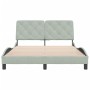 Bed frame with light gray velvet headboard 140x190cm by vidaXL, Beds and slatted bases - Ref: Foro24-3207923, Price: 195,50 €...