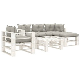 Garden pallet furniture set 6 pieces wood with taupe cushions by vidaXL, Garden sets - Ref: Foro24-3052406, Price: 583,81 €, ...