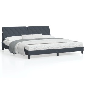 Dark gray velvet bed frame with headboard 200x200 cm by vidaXL, Beds and slatted bases - Ref: Foro24-3207942, Price: 251,99 €...