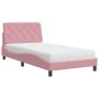 Bed with pink velvet mattress 100x200 cm by vidaXL, Beds and slatted bases - Ref: Foro24-3208645, Price: 305,99 €, Discount: %