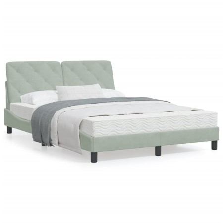 Bett mit hellgrauer Samtmatratze 140x200 cm von vidaXL, Betten und Lattenroste - Ref: Foro24-3208658, Preis: 445,96 €, Rabatt: %