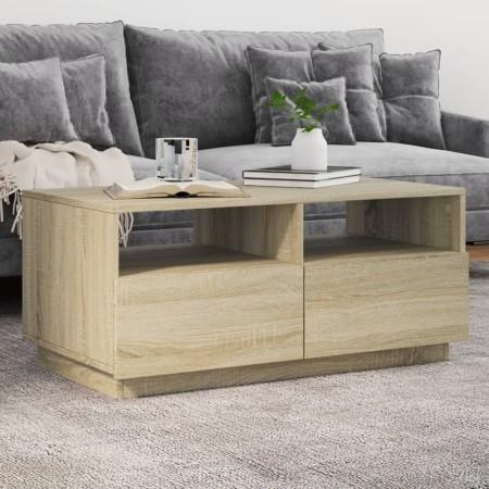 Coffee table with LED lights Sonoma oak 90x49x40 cm by vidaXL, Coffee table - Ref: Foro24-839835, Price: 108,03 €, Discount: %