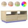 Coffee table with LED lights Sonoma oak 90x49x40 cm by vidaXL, Coffee table - Ref: Foro24-839835, Price: 108,03 €, Discount: %