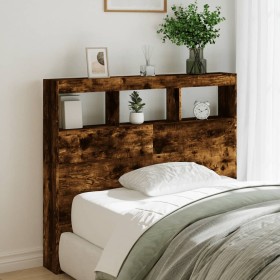 Headboard with LED light smoked oak 100x17x102 cm by vidaXL, Headboards and footboards - Ref: Foro24-839193, Price: 83,99 €, ...