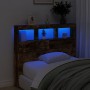 Cabecero de cama con luz LED roble ahumado 100x17x102 cm de vidaXL, Cabeceros y pies de cama - Ref: Foro24-839193, Precio: 83...