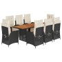 Set de comedor de jardín 9 pzas y cojines ratán sintético negro de vidaXL, Conjuntos de jardín - Ref: Foro24-3213367, Precio:...