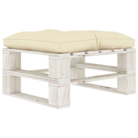 Wooden garden pallet ottoman with cream cushion by vidaXL, Outdoor ottomans - Ref: Foro24-3052447, Price: 81,81 €, Discount: %