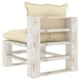 Central garden sofa made of wooden pallets with cream-colored cushions by vidaXL, Outdoor sofas - Ref: Foro24-3052446, Price:...