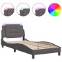 Estructura de cama con luces LED cuero sintético gris 80x200 cm de vidaXL, Camas y somieres - Ref: Foro24-3214071, Precio: 14...