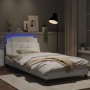 Estructura cama con luces LED cuero sintético blanco 100x200 cm de vidaXL, Camas y somieres - Ref: Foro24-3214090, Precio: 15...