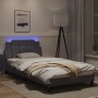 Bed frame with LED lights gray synthetic leather 100x200 cm by vidaXL, Beds and slatted bases - Ref: Foro24-3214092, Price: 1...