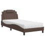 Cama con colchón cuero sintético marrón 90x190 cm de vidaXL, Camas y somieres - Ref: Foro24-3208763, Precio: 254,84 €, Descue...