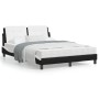 Estructura de cama luces LED cuero PE negro y blanco 140x190 cm de vidaXL, Camas y somieres - Ref: Foro24-3214108, Precio: 18...