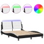 Estructura de cama luces LED cuero PE negro y blanco 140x190 cm de vidaXL, Camas y somieres - Ref: Foro24-3214108, Precio: 18...