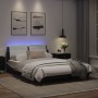 Bed frame LED lights black and white PE leather 140x190 cm by vidaXL, Beds and slatted bases - Ref: Foro24-3214108, Price: 18...