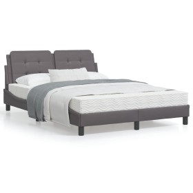 Estructura cama con luces LED cuero sintético gris 120x200 cm de vidaXL, Camas y somieres - Ref: Foro24-3214099, Precio: 185,...