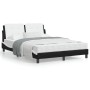 Estructura cama con LED cuero sintético negro blanco 140x200 cm de vidaXL, Camas y somieres - Ref: Foro24-3214115, Precio: 18...