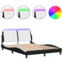 Estructura cama con LED cuero sintético negro blanco 140x200 cm de vidaXL, Camas y somieres - Ref: Foro24-3214115, Precio: 18...