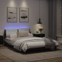 Estructura cama con LED cuero sintético negro blanco 140x200 cm de vidaXL, Camas y somieres - Ref: Foro24-3214115, Precio: 18...