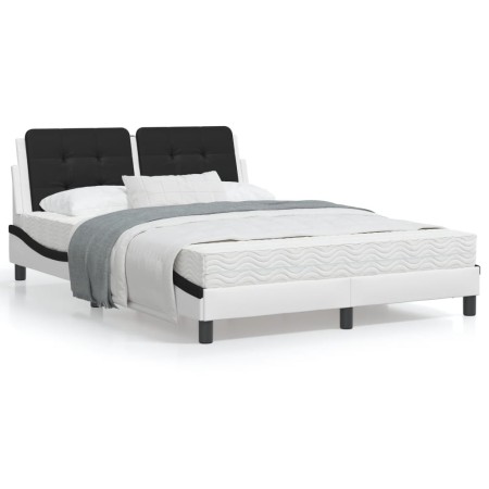 Estructura de cama con cabecero cuero sintético blanco y negro de vidaXL, Camas y somieres - Ref: Foro24-3208183, Precio: 205...