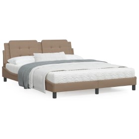 Cappuccino synthetic leather headboard bed frame 160x200cm by vidaXL, Beds and slatted bases - Ref: Foro24-3208195, Price: 20...