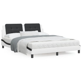 Estructura cama cabecero cuero sintético blanco negro 160x200cm de vidaXL, Camas y somieres - Ref: Foro24-3208197, Precio: 21...