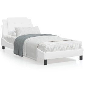 Cama con colchón cuero sintético blanco 100x200 cm de vidaXL, Camas y somieres - Ref: Foro24-3208846, Precio: 260,99 €, Descu...