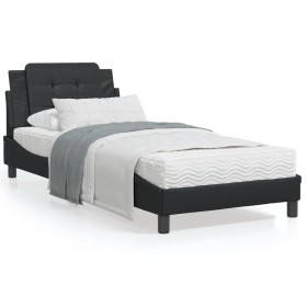 Bed with black synthetic leather mattress 90x200 cm by vidaXL, Beds and slatted bases - Ref: Foro24-3208838, Price: 256,99 €,...