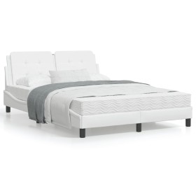 Cama con colchón cuero sintético blanco 140x200 cm de vidaXL, Camas y somieres - Ref: Foro24-3208867, Precio: 416,35 €, Descu...