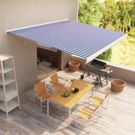 Blue and white motorized reel awning 450x300 cm by vidaXL, Awnings - Ref: Foro24-3052662, Price: 956,93 €, Discount: %