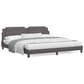 Bed with gray synthetic leather mattress 200x200 cm by vidaXL, Beds and slatted bases - Ref: Foro24-3208890, Price: 471,55 €,...