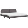 Bed with gray synthetic leather mattress 200x200 cm by vidaXL, Beds and slatted bases - Ref: Foro24-3208890, Price: 471,55 €,...