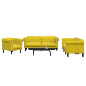 Yellow velvet 3-piece sofa set by vidaXL, Sofas - Ref: Foro24-3209215, Price: 654,88 €, Discount: %