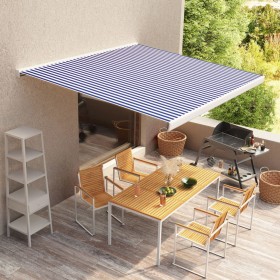 Blue and white motorized reel awning 300x250 cm by vidaXL, Awnings - Ref: Foro24-3052653, Price: 614,99 €, Discount: %