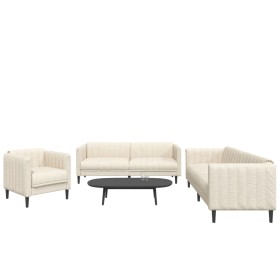 3-piece sofa set in cream fabric by vidaXL, Sofas - Ref: Foro24-3209236, Price: 760,99 €, Discount: %