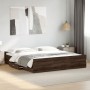 Oak brown engineered wood bed with drawers 180x200 cm by vidaXL, Beds and slatted bases - Ref: Foro24-3280278, Price: 170,57 ...