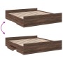 Oak brown engineered wood bed with drawers 180x200 cm by vidaXL, Beds and slatted bases - Ref: Foro24-3280278, Price: 170,57 ...