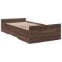 Oak brown engineered wood bed with drawers 100x200 cm by vidaXL, Beds and slatted bases - Ref: Foro24-3280334, Price: 126,57 ...