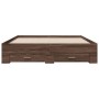 Oak brown engineered wood bed with drawers 150x200 cm by vidaXL, Beds and slatted bases - Ref: Foro24-3280383, Price: 195,00 ...