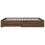 Oak brown engineered wood bed with drawers 150x200 cm by vidaXL, Beds and slatted bases - Ref: Foro24-3280383, Price: 195,00 ...