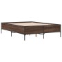 Estructura cama madera ingeniería metal marrón roble 120x190 cm de vidaXL, Camas y somieres - Ref: Foro24-3279821, Precio: 13...