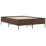 Estructura cama madera ingeniería metal marrón roble 120x190 cm de vidaXL, Camas y somieres - Ref: Foro24-3279821, Precio: 13...