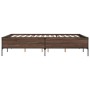 Engineered wood bed frame oak brown metal 135x190 cm by vidaXL, Beds and slatted bases - Ref: Foro24-3279816, Price: 142,14 €...