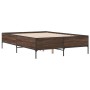 Engineered wood bed frame oak brown metal 135x190 cm by vidaXL, Beds and slatted bases - Ref: Foro24-3279816, Price: 142,14 €...